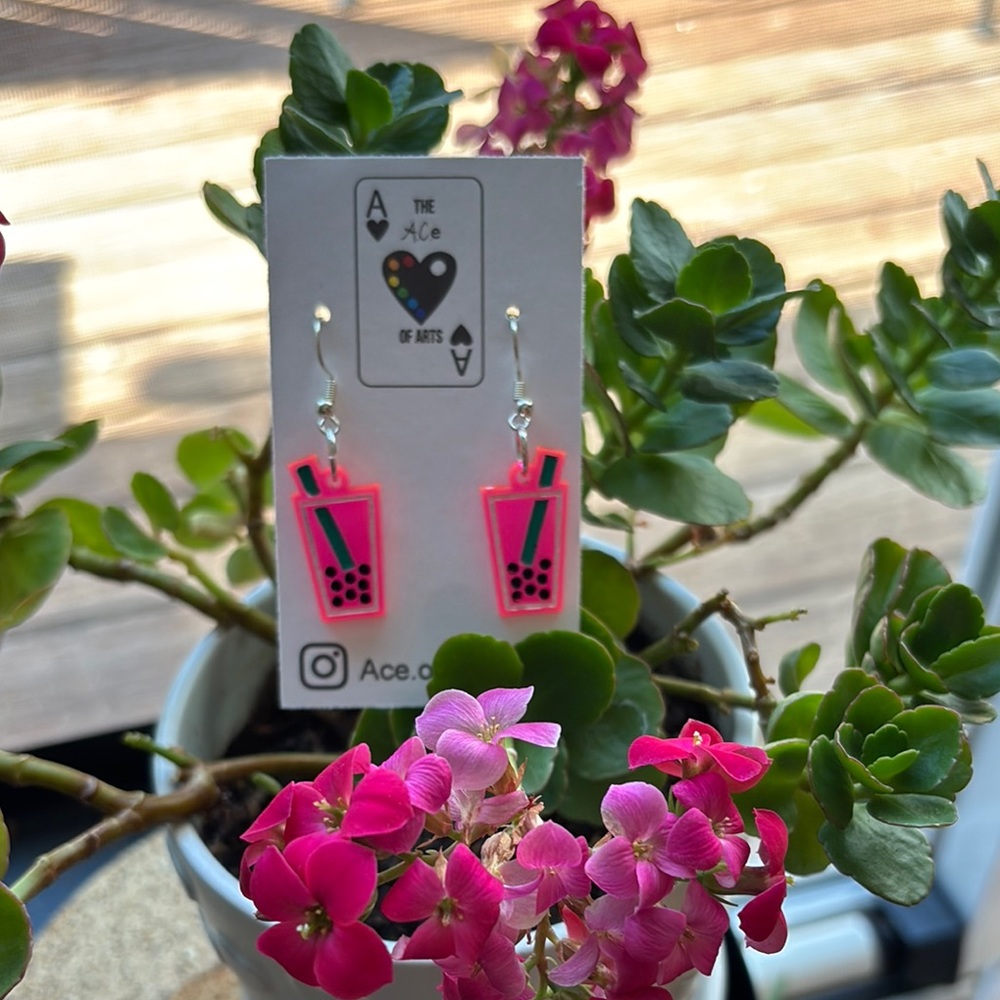 Boba dangle earrings
